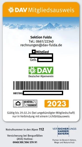 Digitaler Mitgliedsausweis DAV Sektion Fulda | © DAV Sektion Fulda