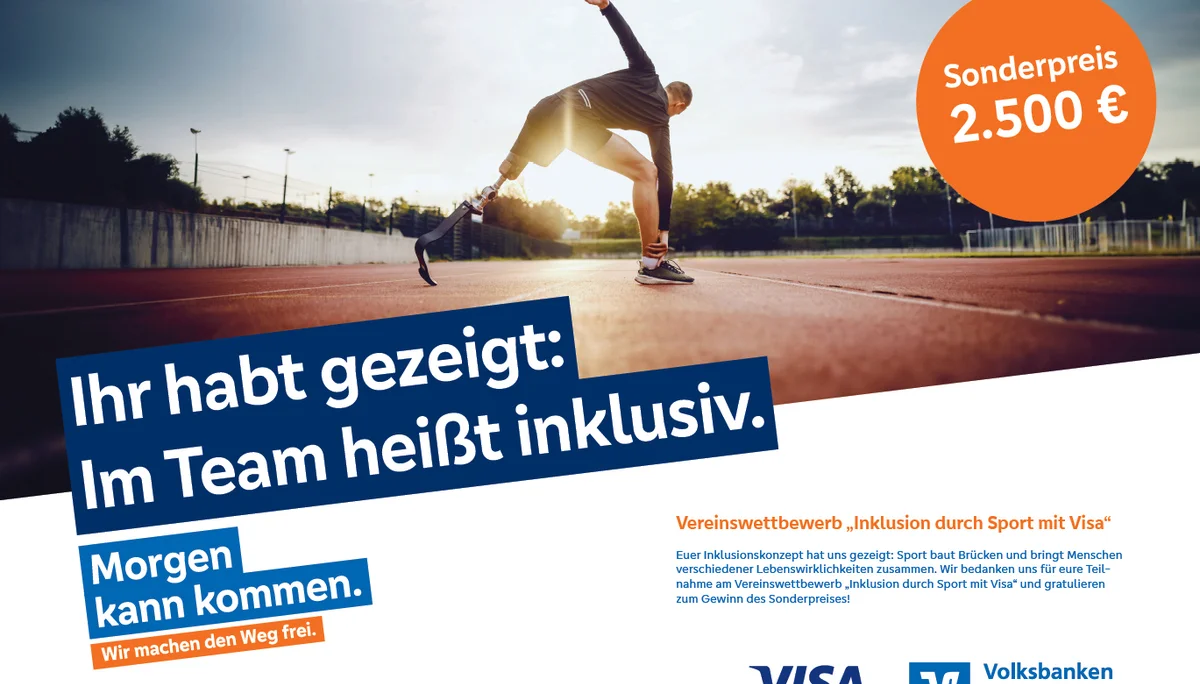 Scheckübergabe Wettbewerb Inklusion durch Sport | © Raiffeisenbank Biebergrund-Petersberg